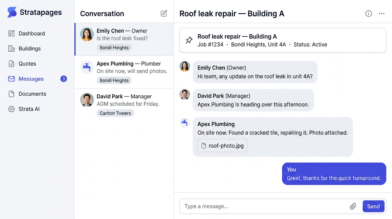 Conversations tied to the job